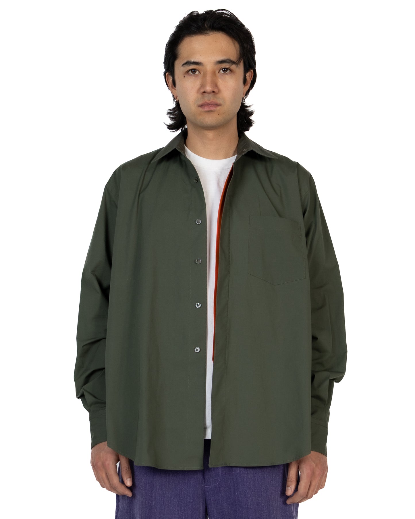 Hidden contrast placket shirt